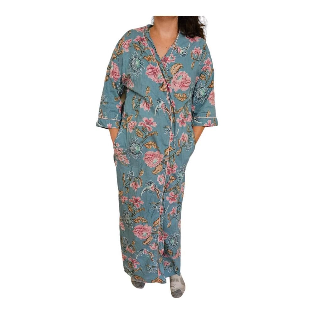 VTG Cotton Floral Robe Size Large